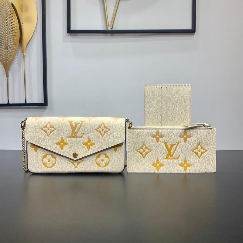 LV Handbags Clutches M80498 Vanilla Yellow